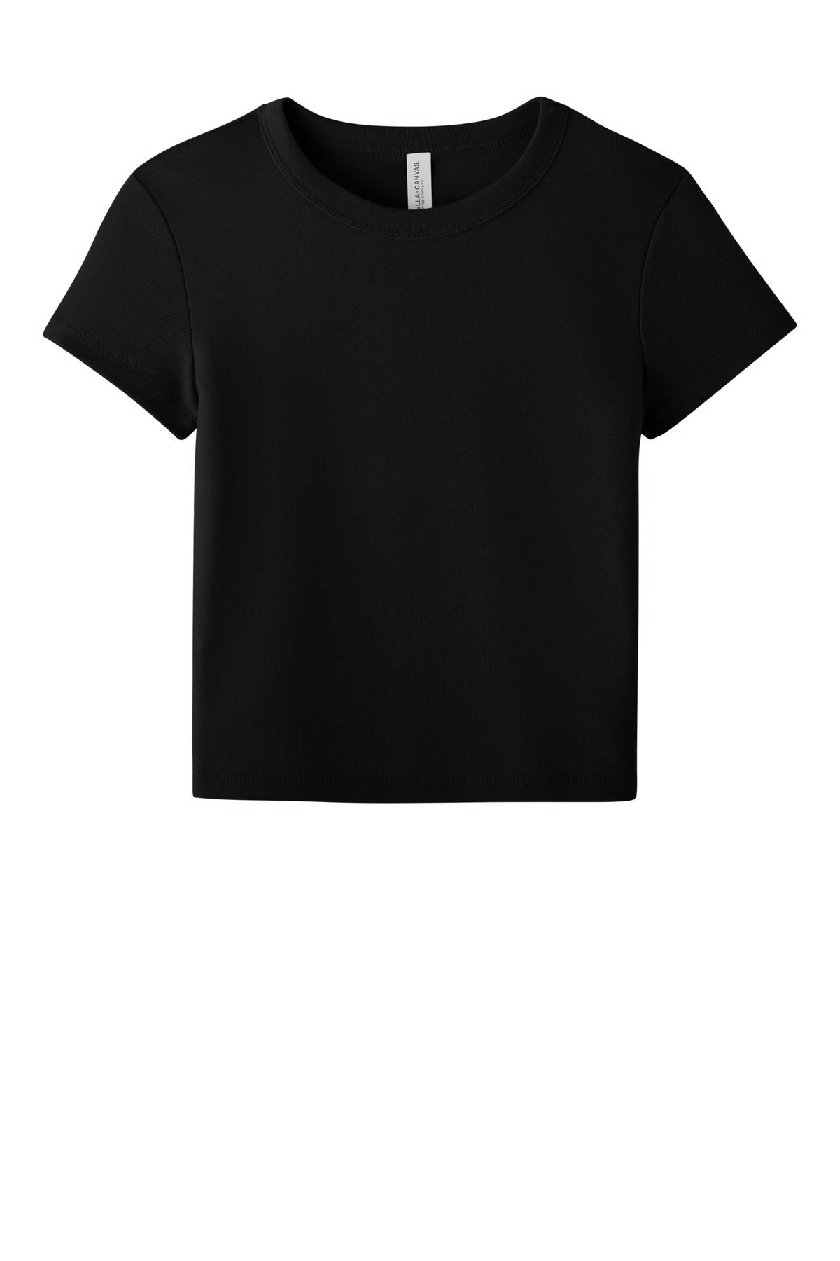 BELLA+CANVAS Women's Micro Rib Baby Tee - Solid Black Blend