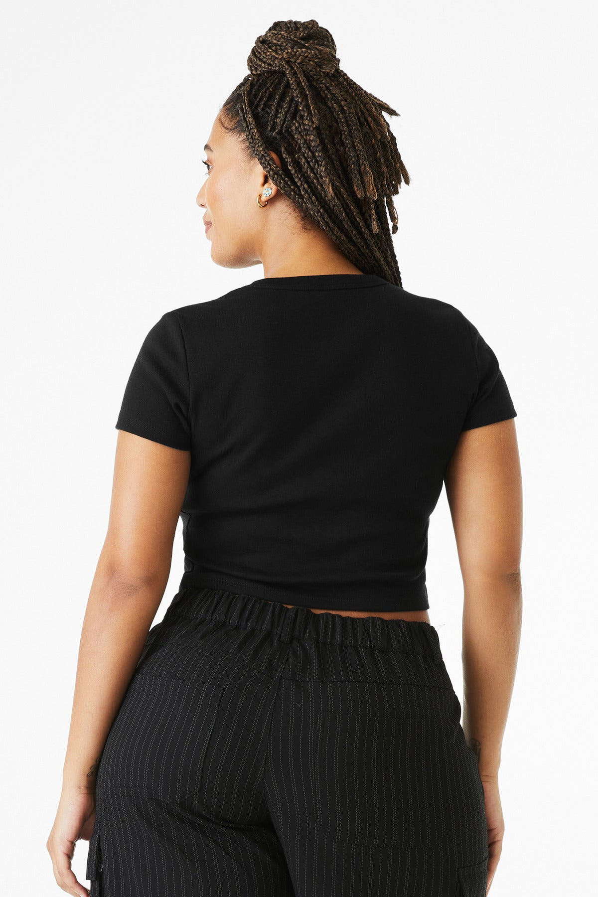 BELLA+CANVAS Women's Micro Rib Baby Tee - Solid Black Blend