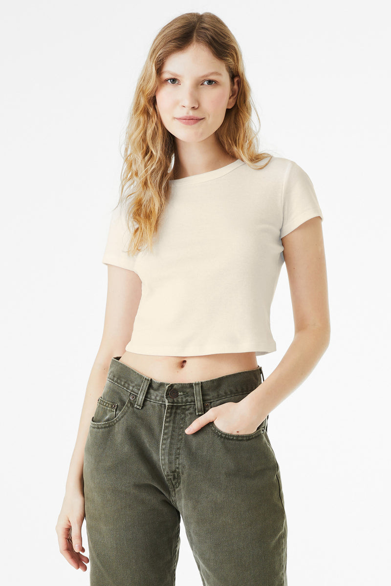 BELLA+CANVAS Women's Micro Rib Baby Tee - Solid Natural Blend