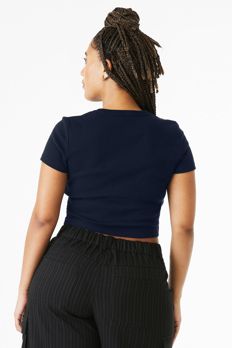 BELLA+CANVAS Women's Micro Rib Baby Tee - Solid Navy Blend