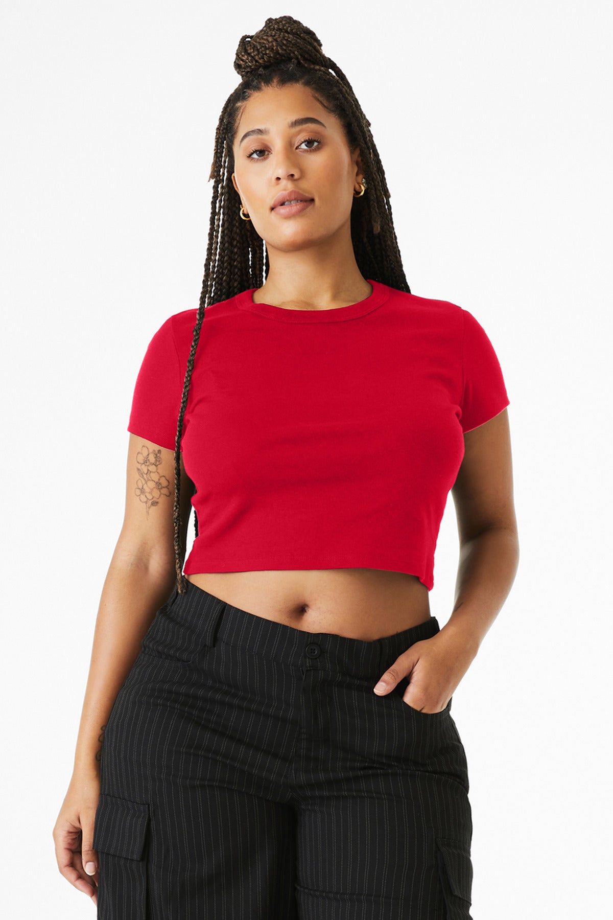 BELLA+CANVAS Women's Micro Rib Baby Tee - Solid Red Blend