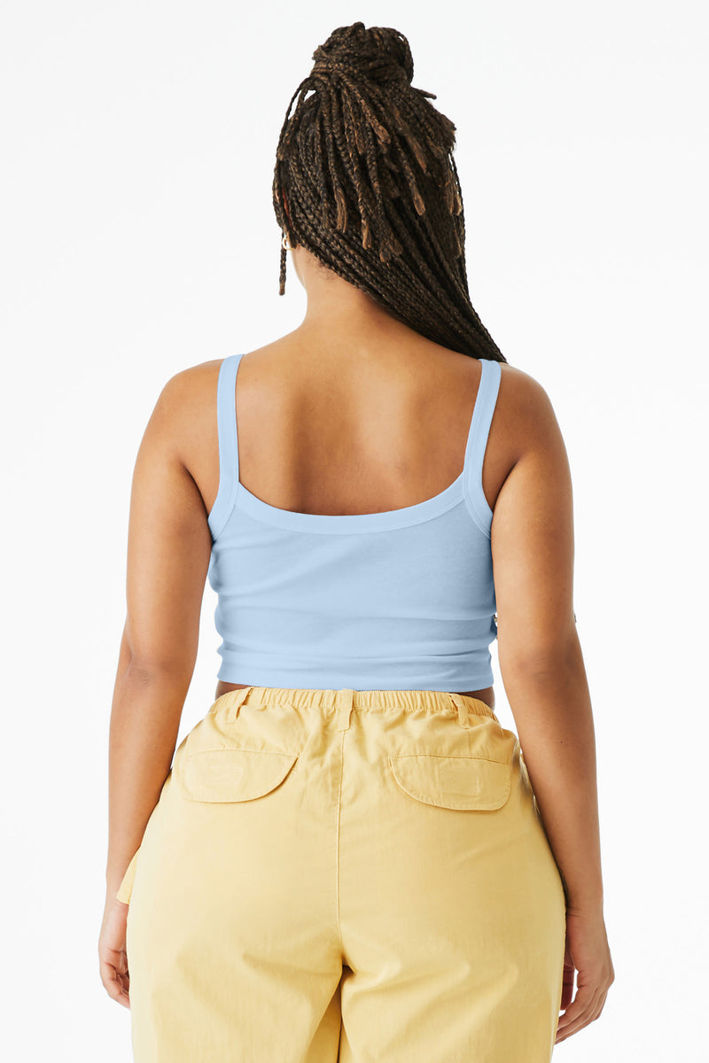 BELLA+CANVAS Women's Micro Rib Spaghetti Strap Tank - Solid Baby Blue Blend