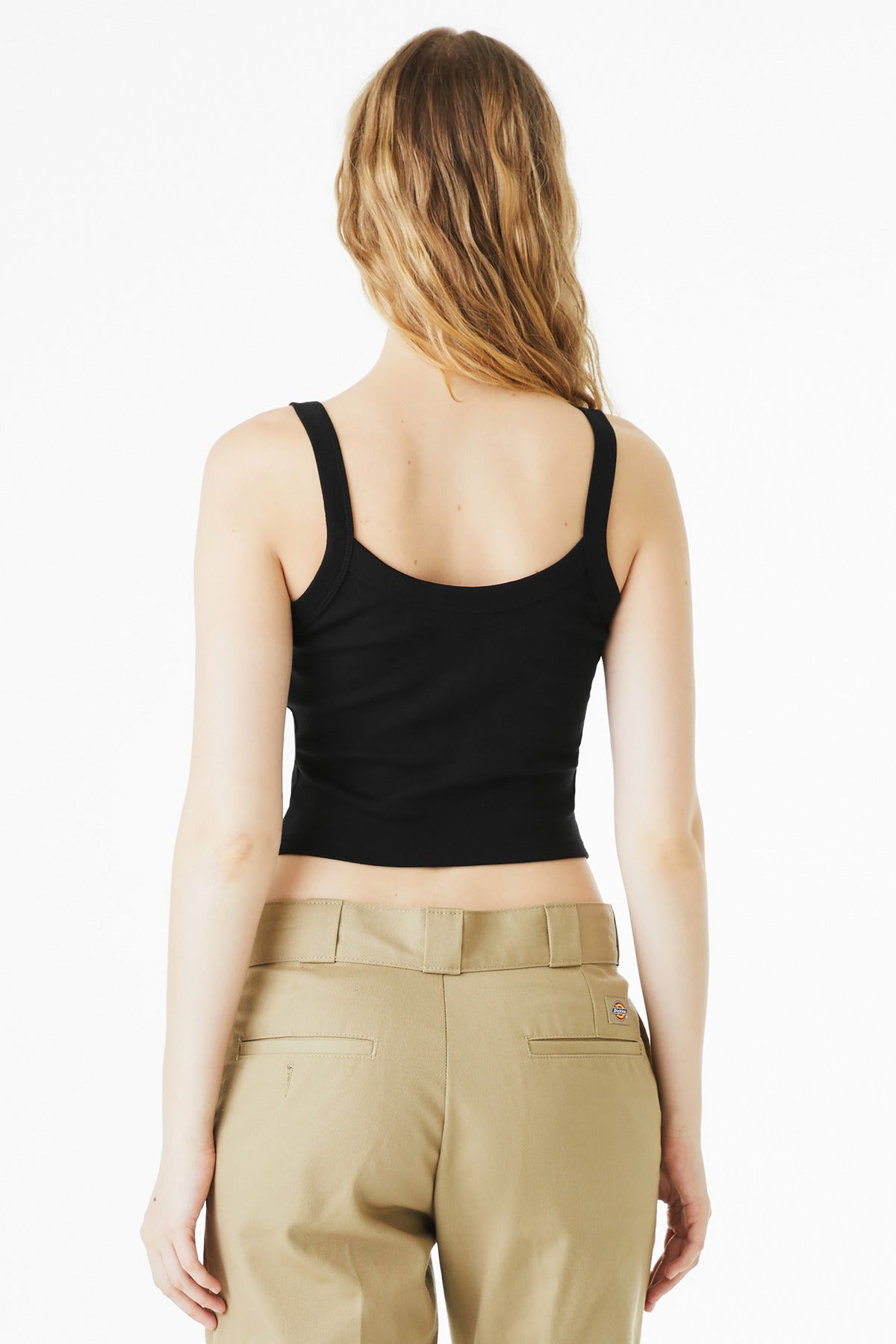 BELLA+CANVAS Women's Micro Rib Spaghetti Strap Tank - Solid Black Blend