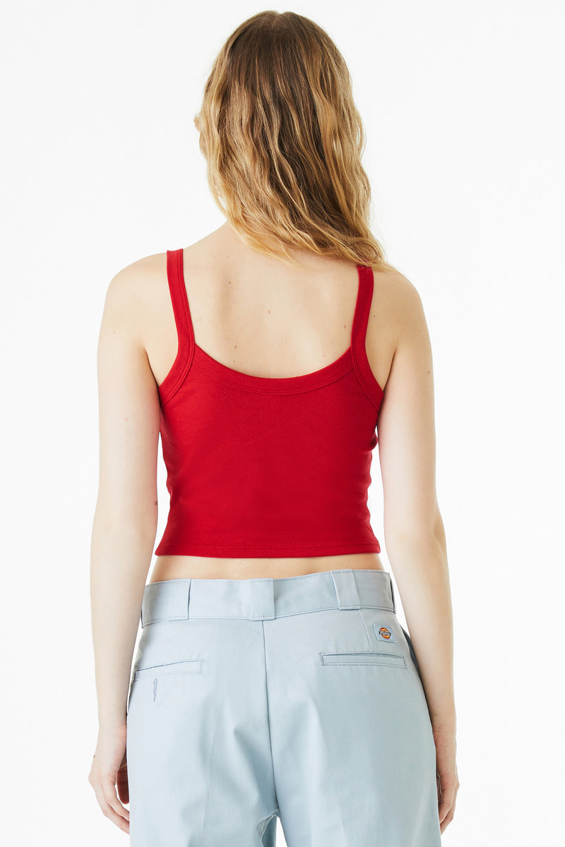 BELLA+CANVAS Women's Micro Rib Spaghetti Strap Tank - Solid Red Blend