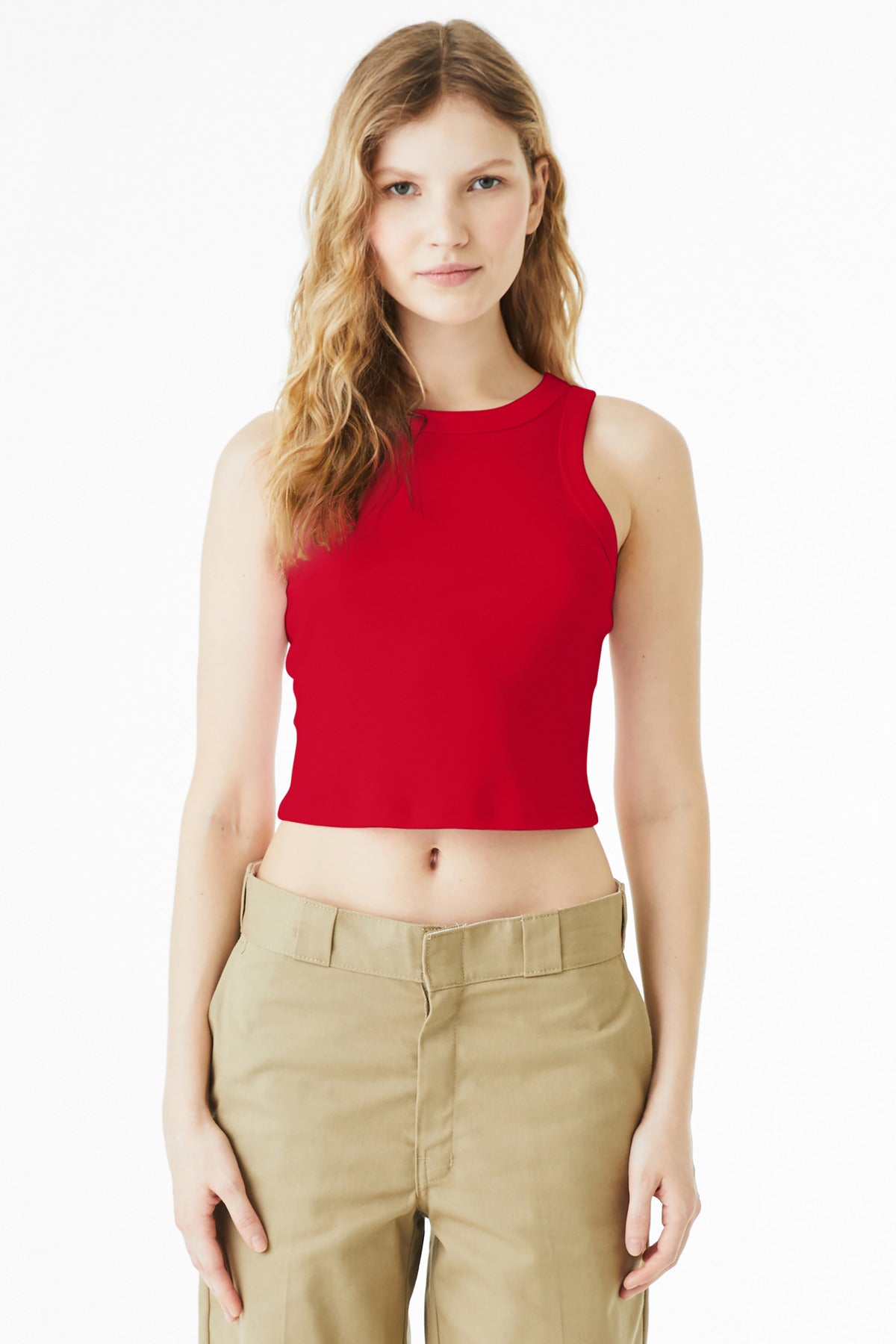 BELLA+CANVAS Women's Micro Rib Racer Tank - Solid Red Blend