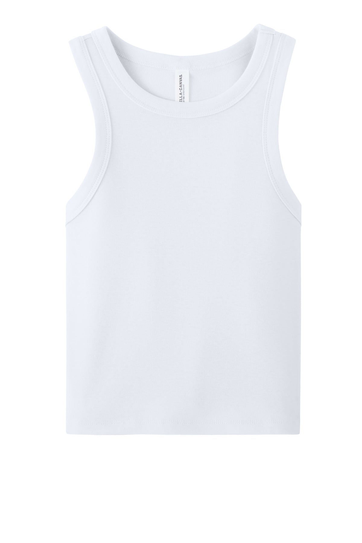 BELLA+CANVAS Women's Micro Rib Racer Tank - Solid White Blend