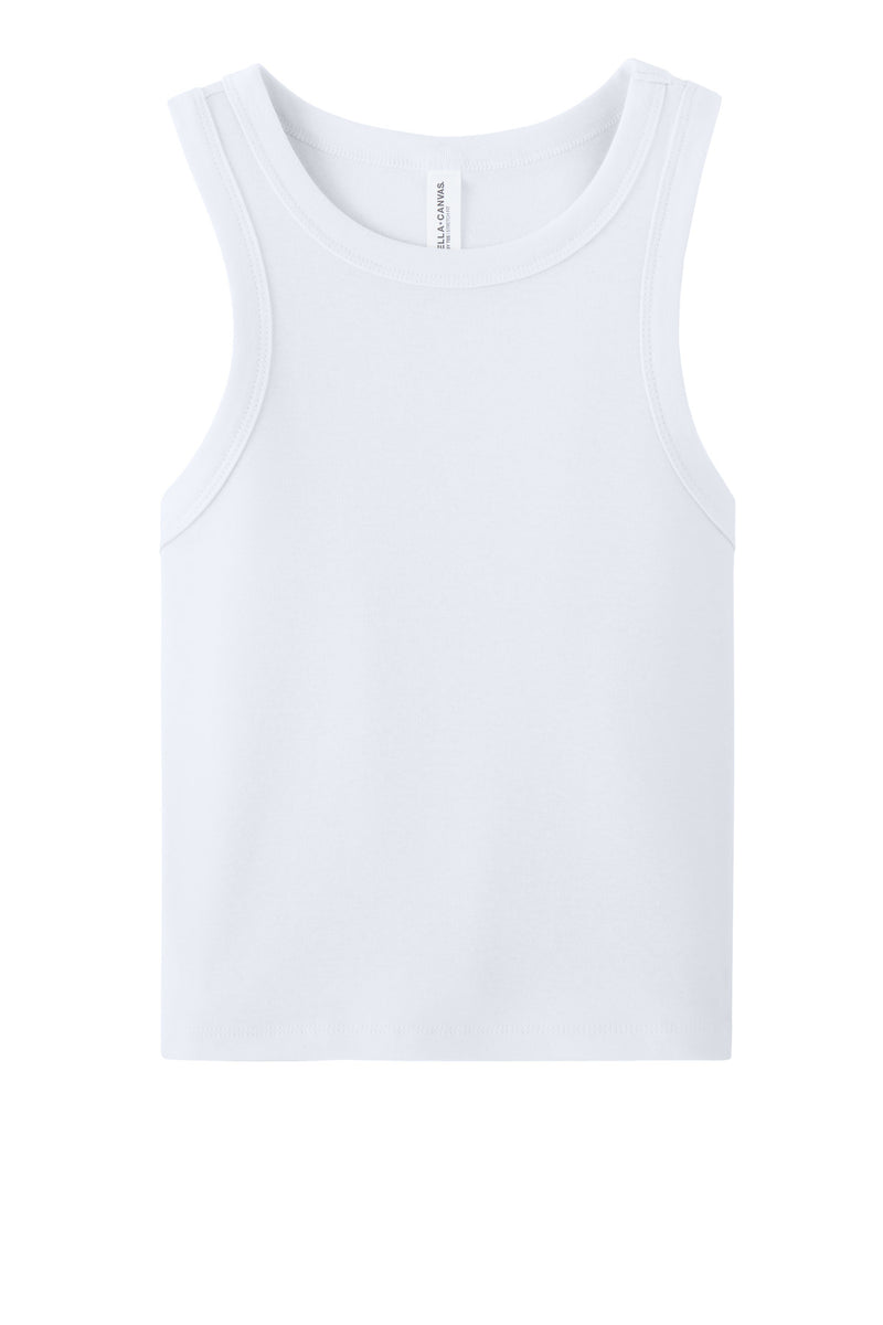 BELLA+CANVAS Women's Micro Rib Racer Tank - Solid White Blend