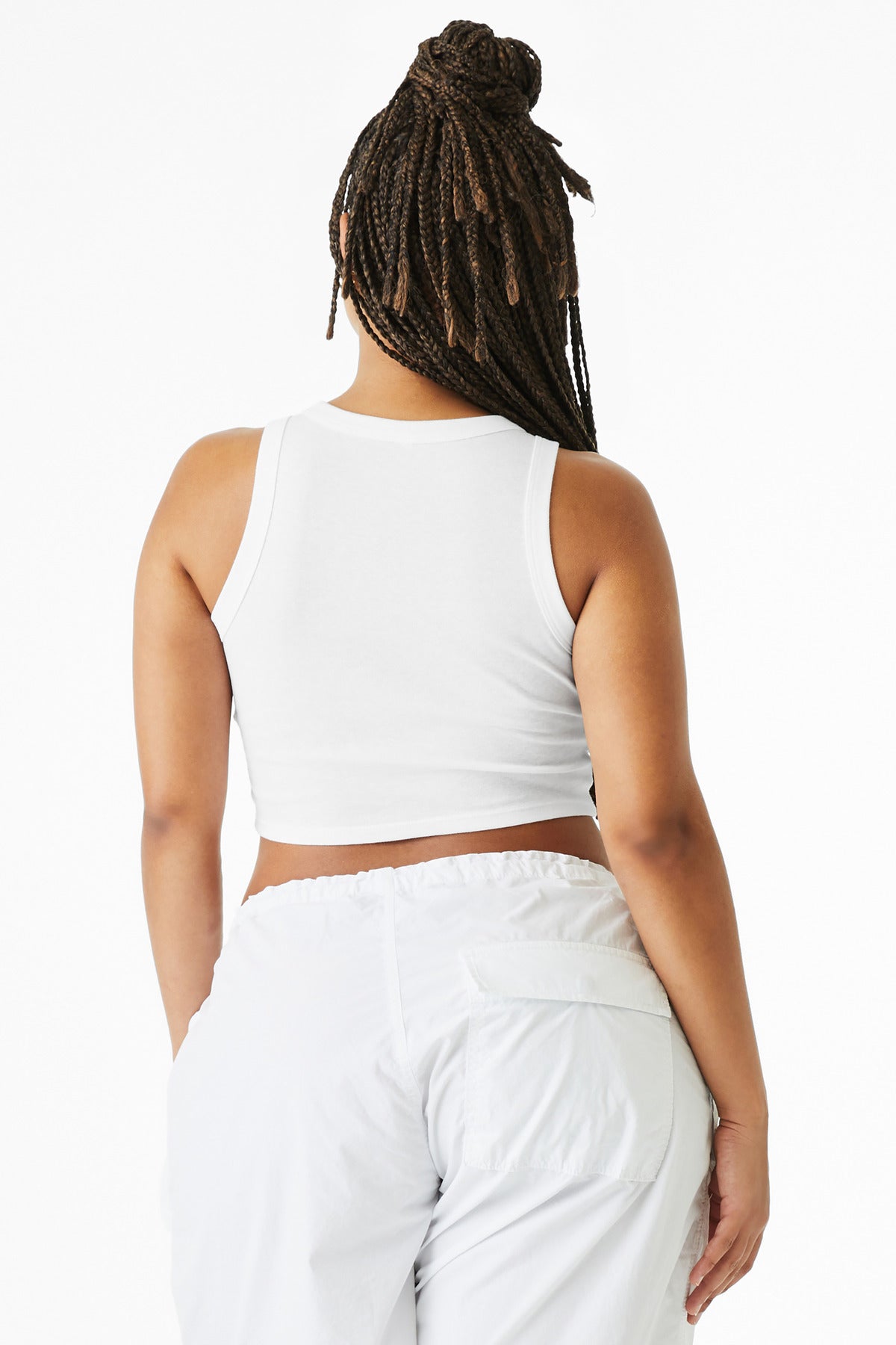 BELLA+CANVAS Women's Micro Rib Racer Tank - Solid White Blend