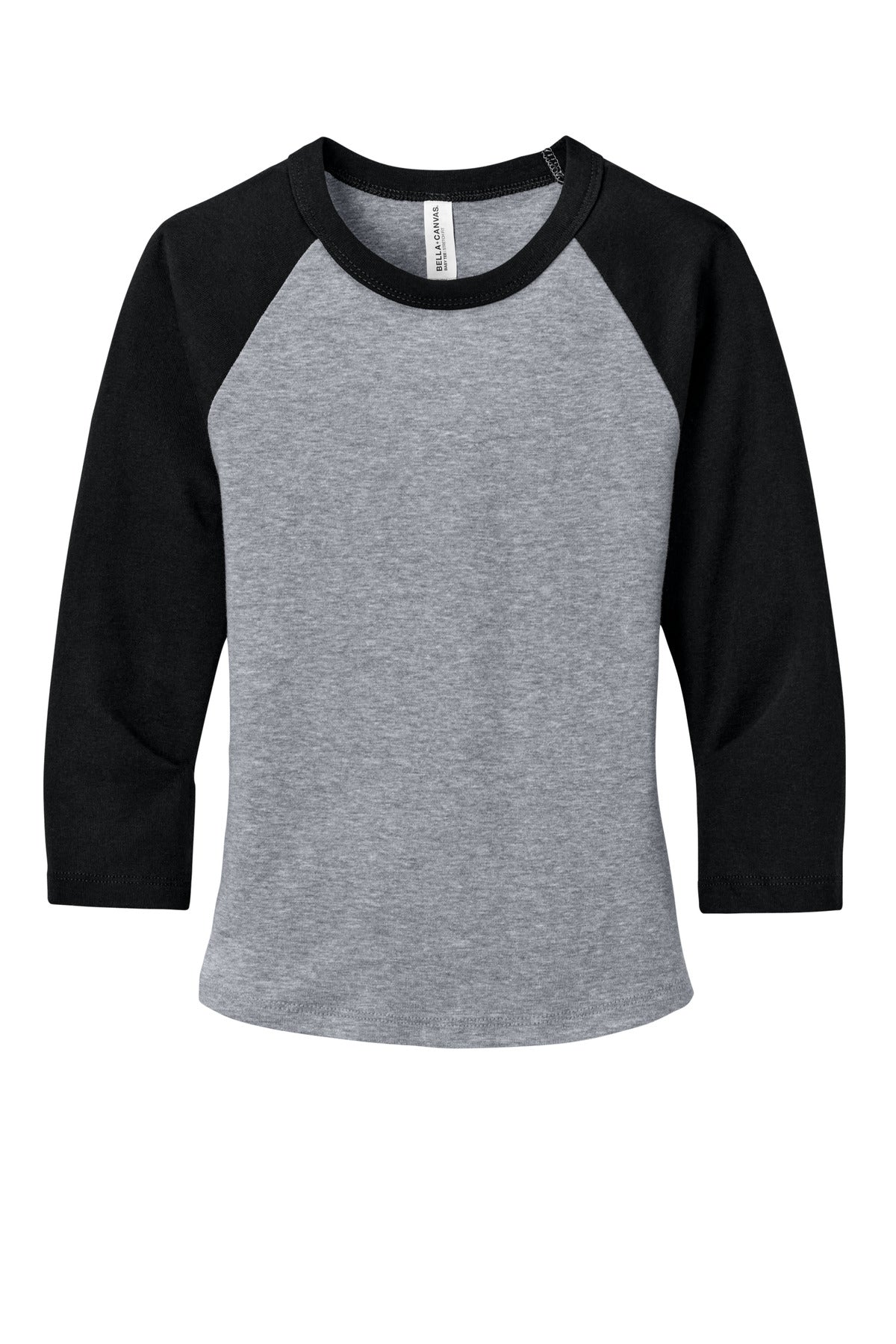 BELLA+CANVAS Women's Micro Rib 3/4 Raglan Baby Tee - Athletic Heather/ Black