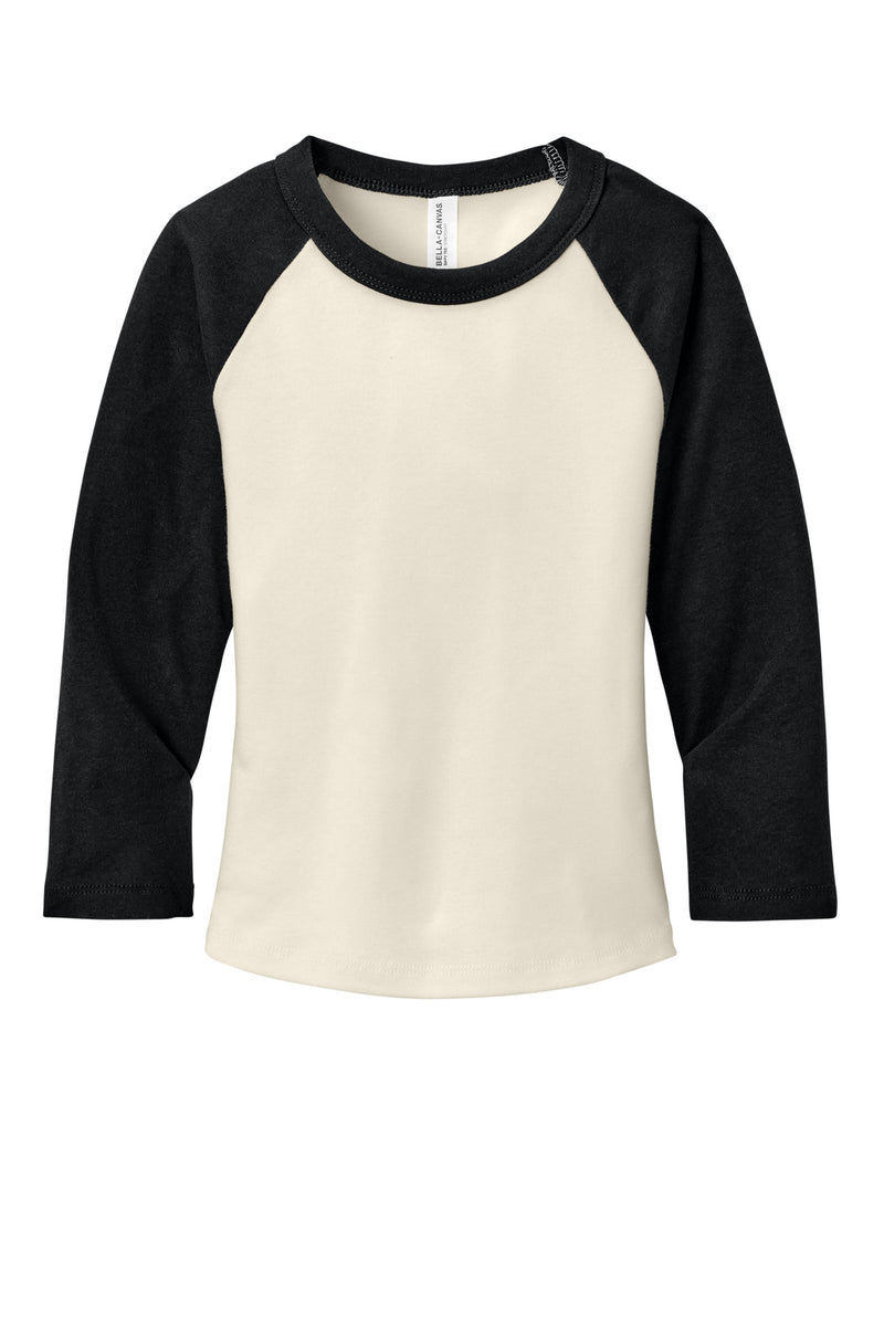 BELLA+CANVAS Women's Micro Rib 3/4 Raglan Baby Tee - Natural/ Black