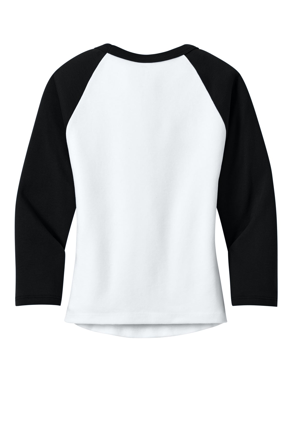 BELLA+CANVAS Women's Micro Rib 3/4 Raglan Baby Tee - White/ Black