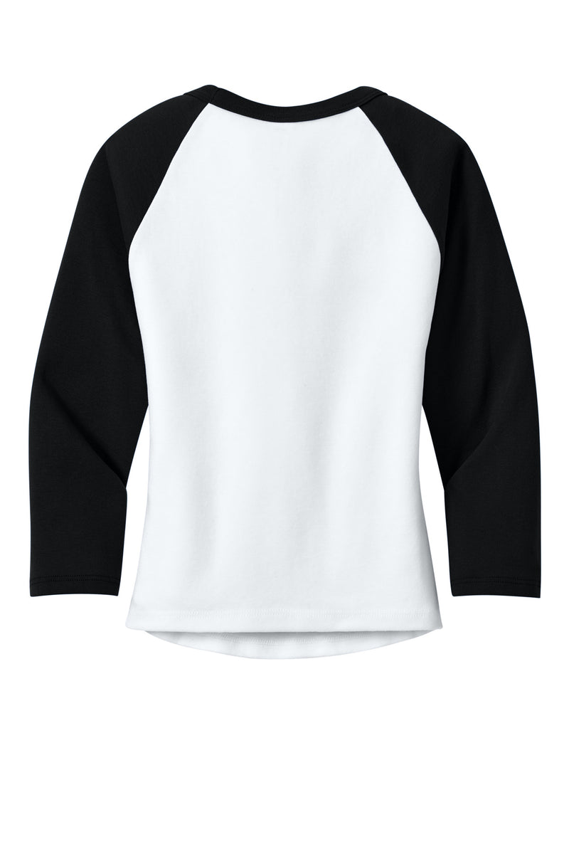 BELLA+CANVAS Women's Micro Rib 3/4 Raglan Baby Tee - White/ Black