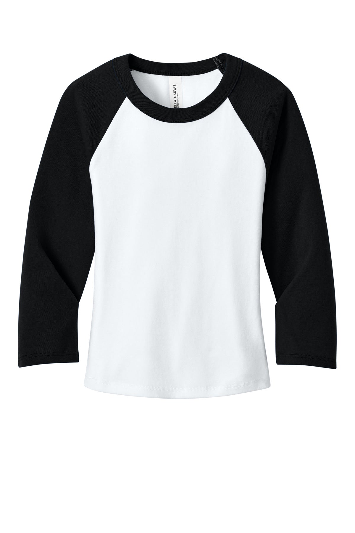 BELLA+CANVAS Women's Micro Rib 3/4 Raglan Baby Tee - White/ Black