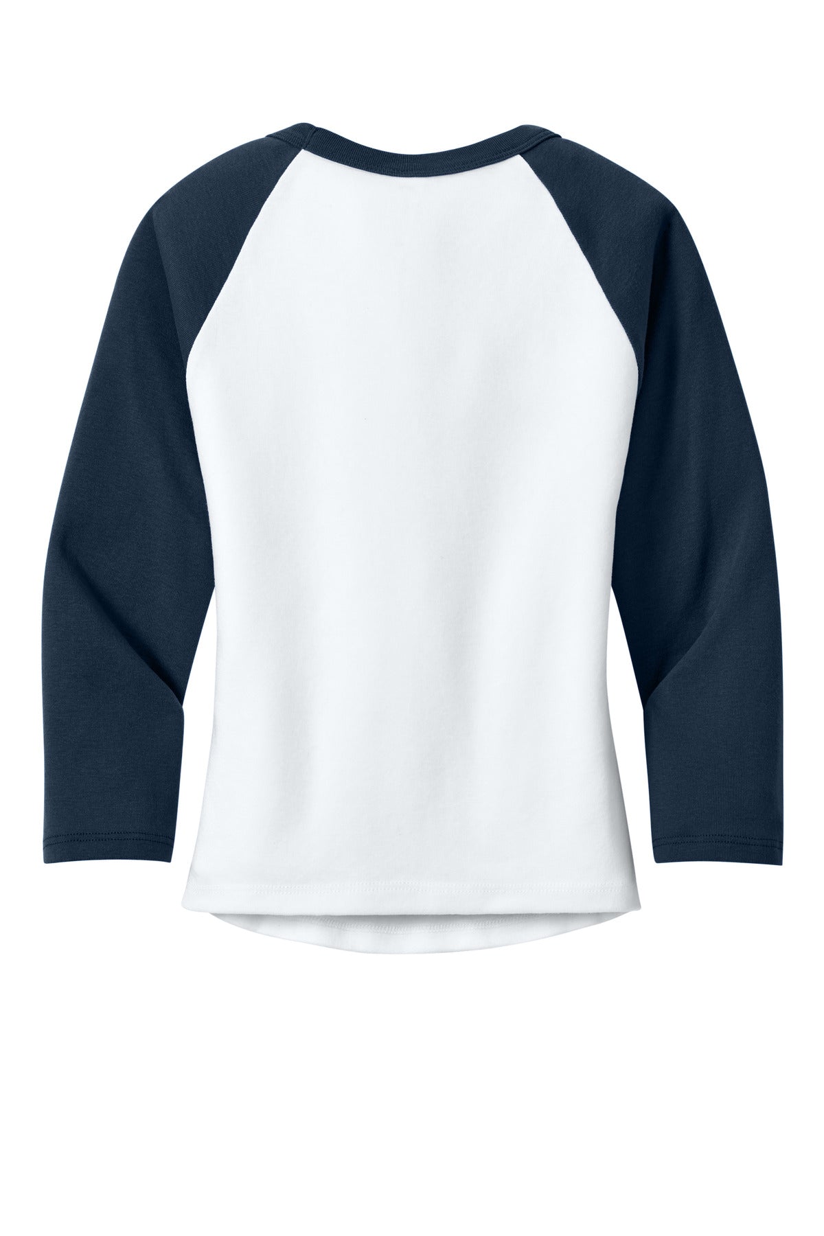 BELLA+CANVAS Women's Micro Rib 3/4 Raglan Baby Tee - White/ Navy