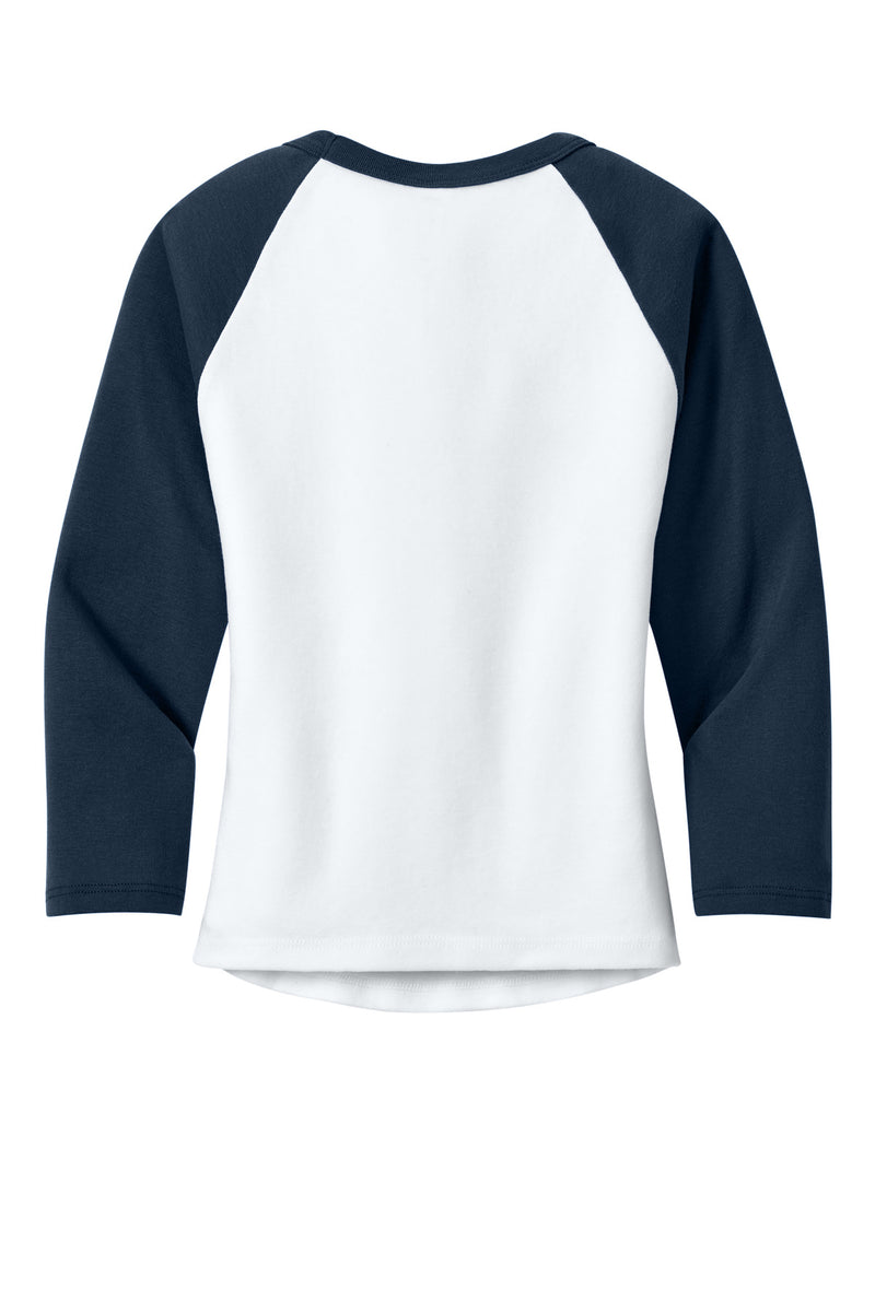 BELLA+CANVAS Women's Micro Rib 3/4 Raglan Baby Tee - White/ Navy
