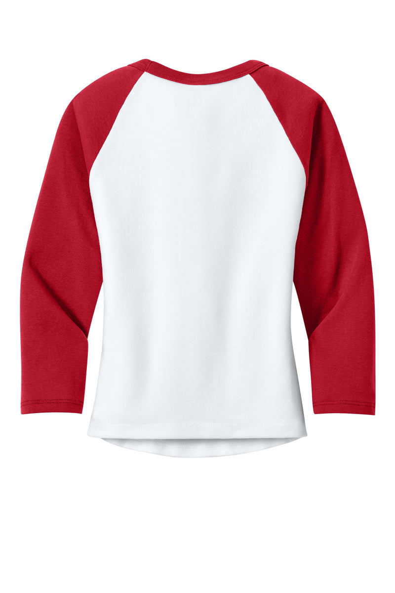 BELLA+CANVAS Women's Micro Rib 3/4 Raglan Baby Tee - White/ Red