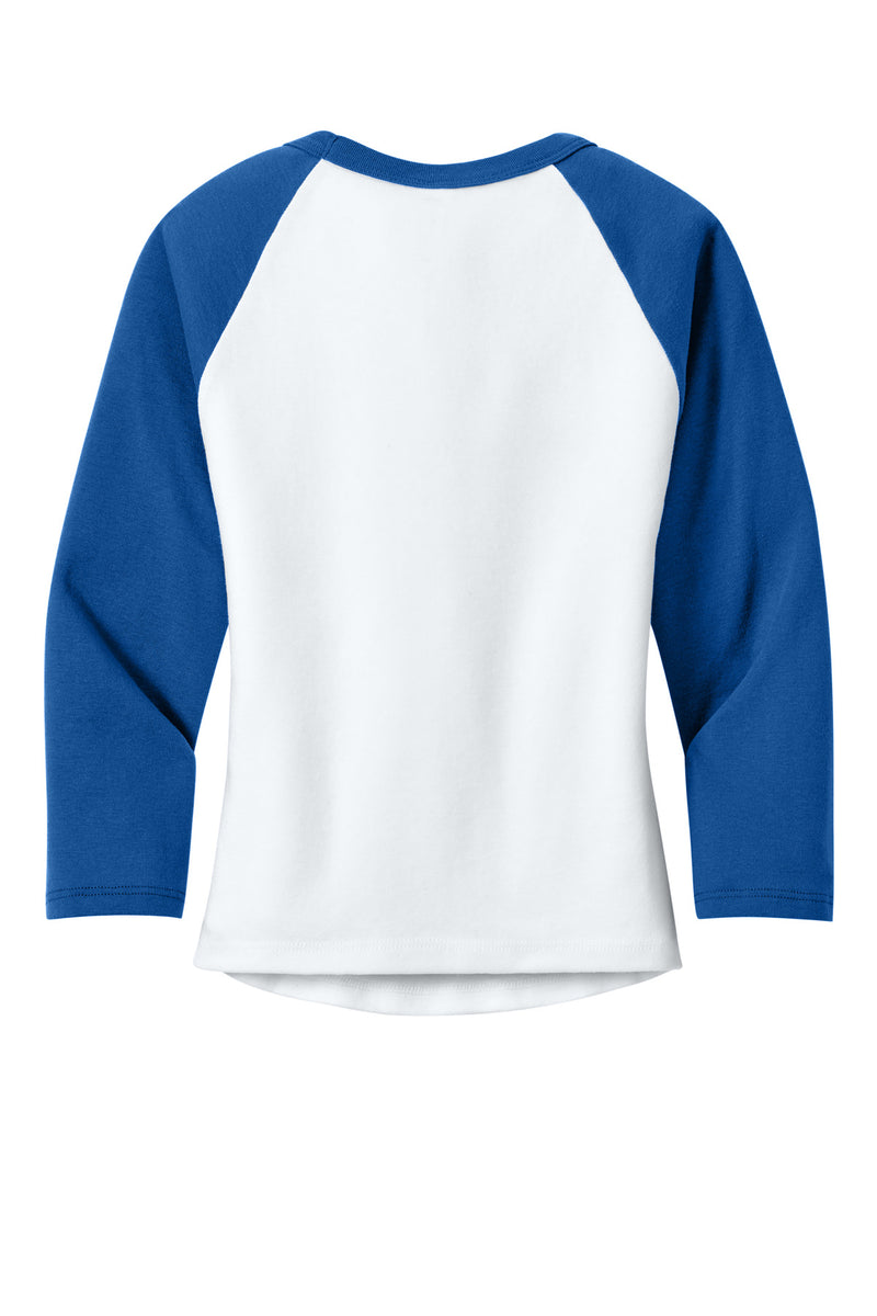 BELLA+CANVAS Women's Micro Rib 3/4 Raglan Baby Tee - White/ True Royal