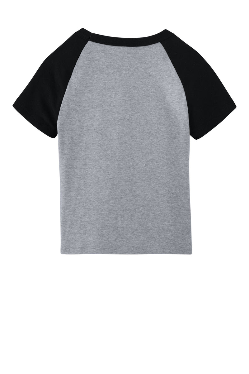 BELLA+CANVAS Women's Micro Rib Raglan Baby Tee - Athletic Heather/ Black