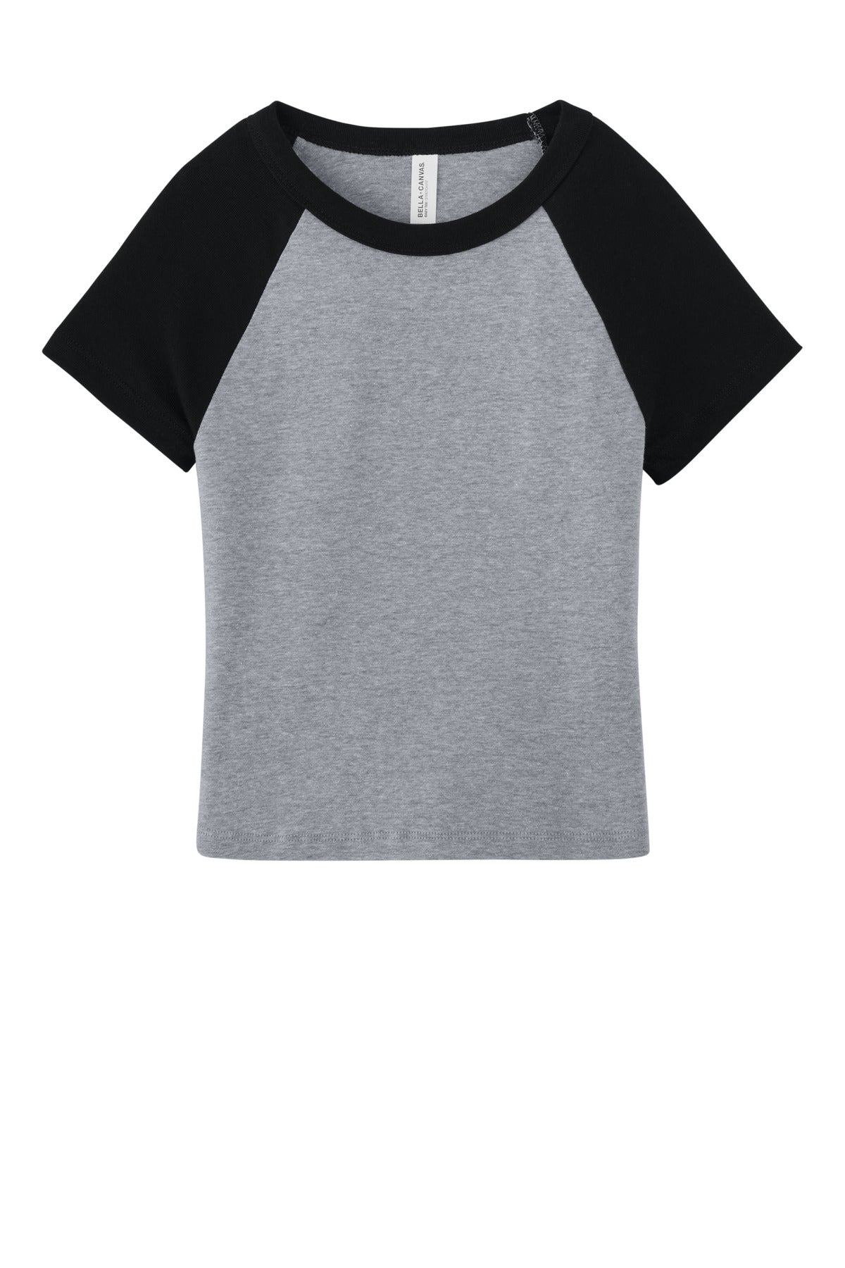 BELLA+CANVAS Women's Micro Rib Raglan Baby Tee - Athletic Heather/ Black