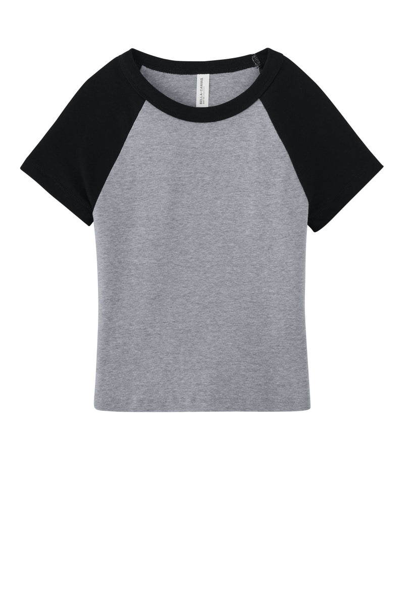 BELLA+CANVAS Women's Micro Rib Raglan Baby Tee - Athletic Heather/ Black