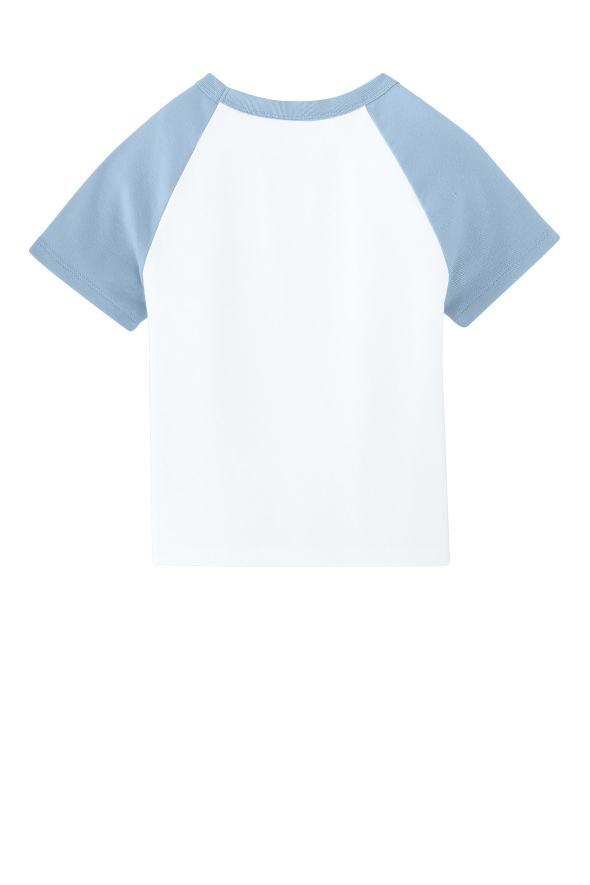 BELLA+CANVAS Women's Micro Rib Raglan Baby Tee - White/ Baby Blue