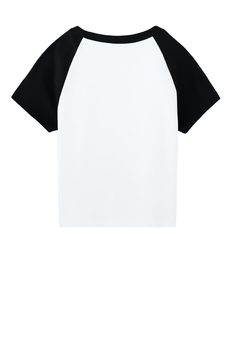 BELLA+CANVAS Women's Micro Rib Raglan Baby Tee - White/ Black