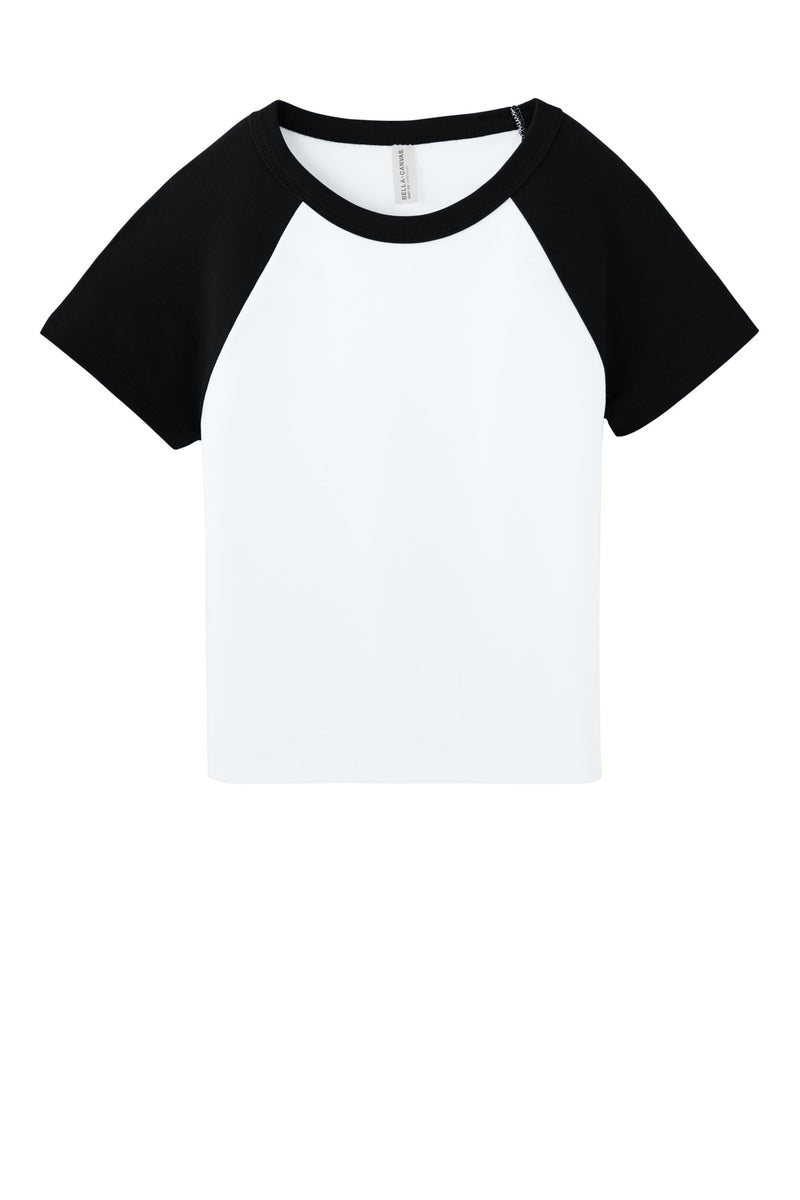 BELLA+CANVAS Women's Micro Rib Raglan Baby Tee - White/ Black
