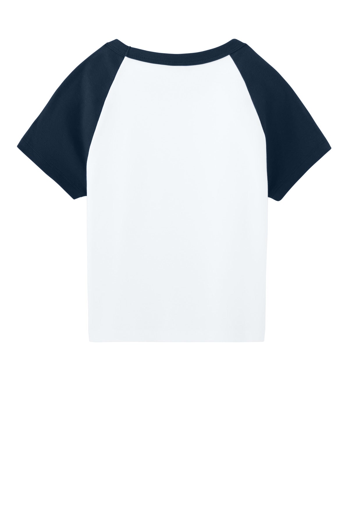 BELLA+CANVAS Women's Micro Rib Raglan Baby Tee - White/ Navy