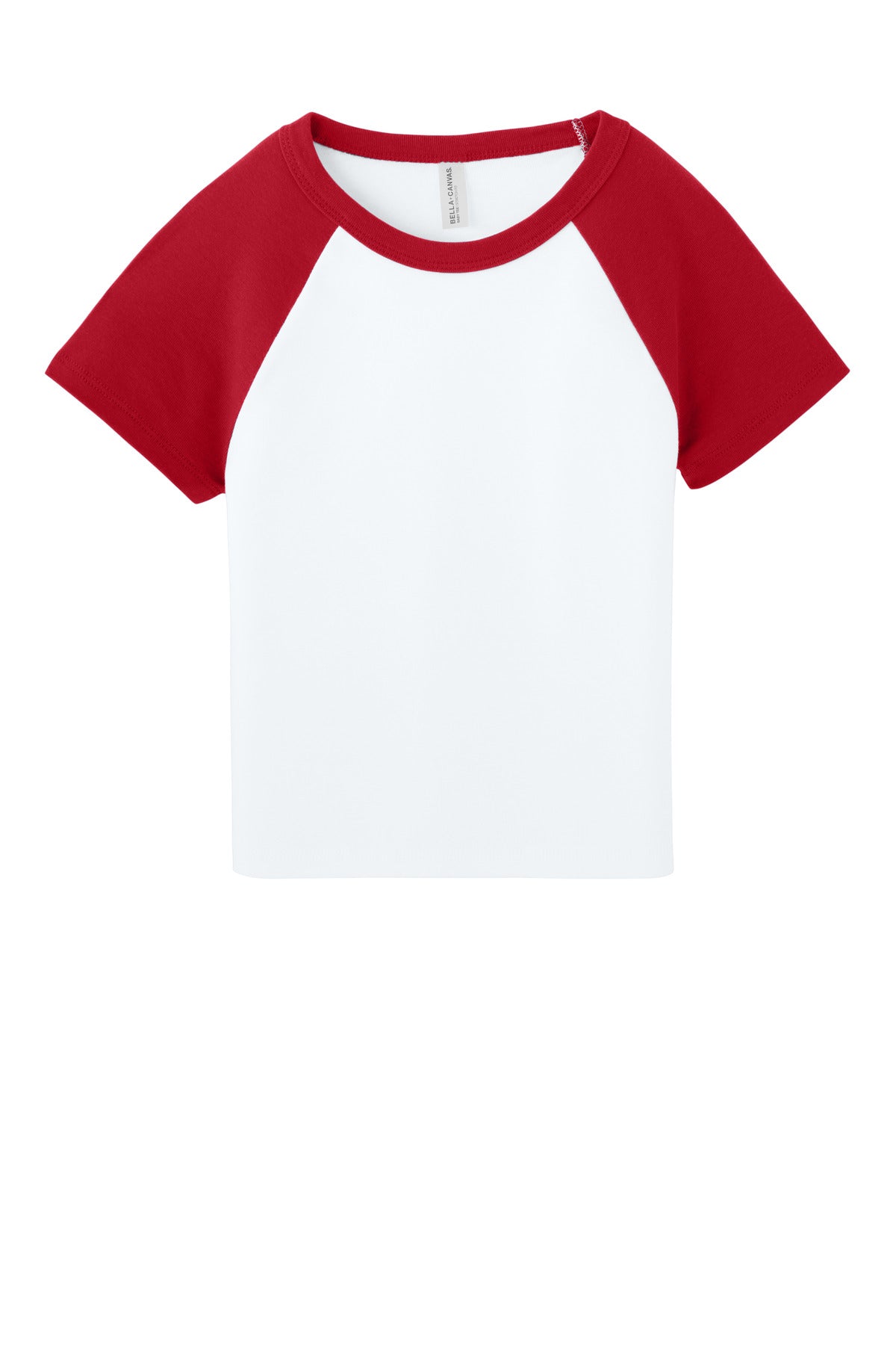 BELLA+CANVAS Women's Micro Rib Raglan Baby Tee - White/ Red