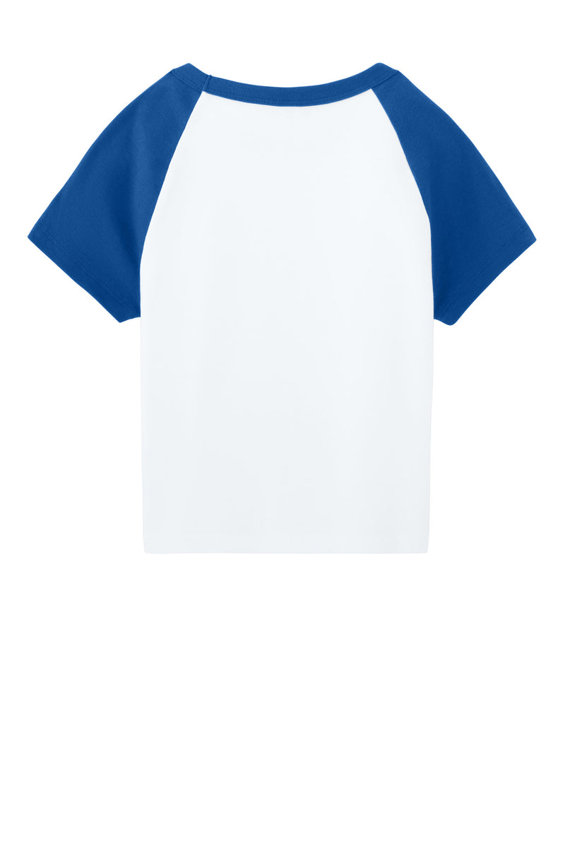 BELLA+CANVAS Women's Micro Rib Raglan Baby Tee - White/ True Royal