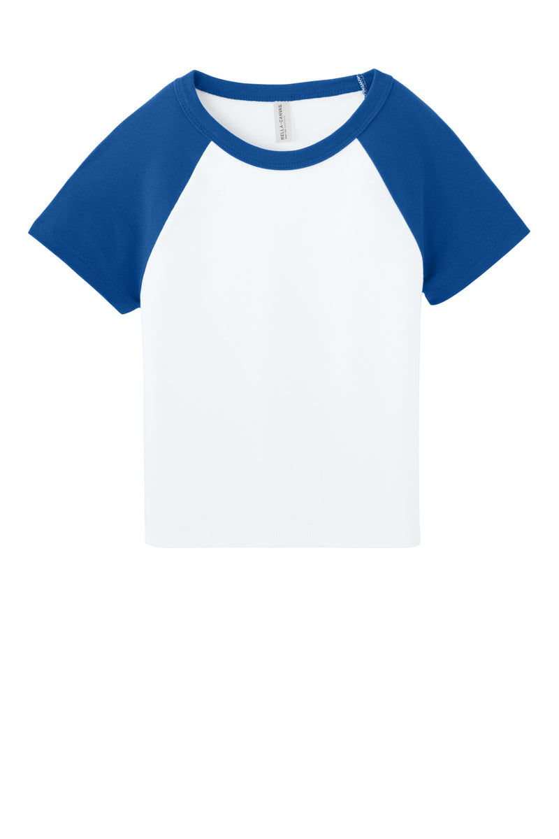 BELLA+CANVAS Women's Micro Rib Raglan Baby Tee - White/ True Royal
