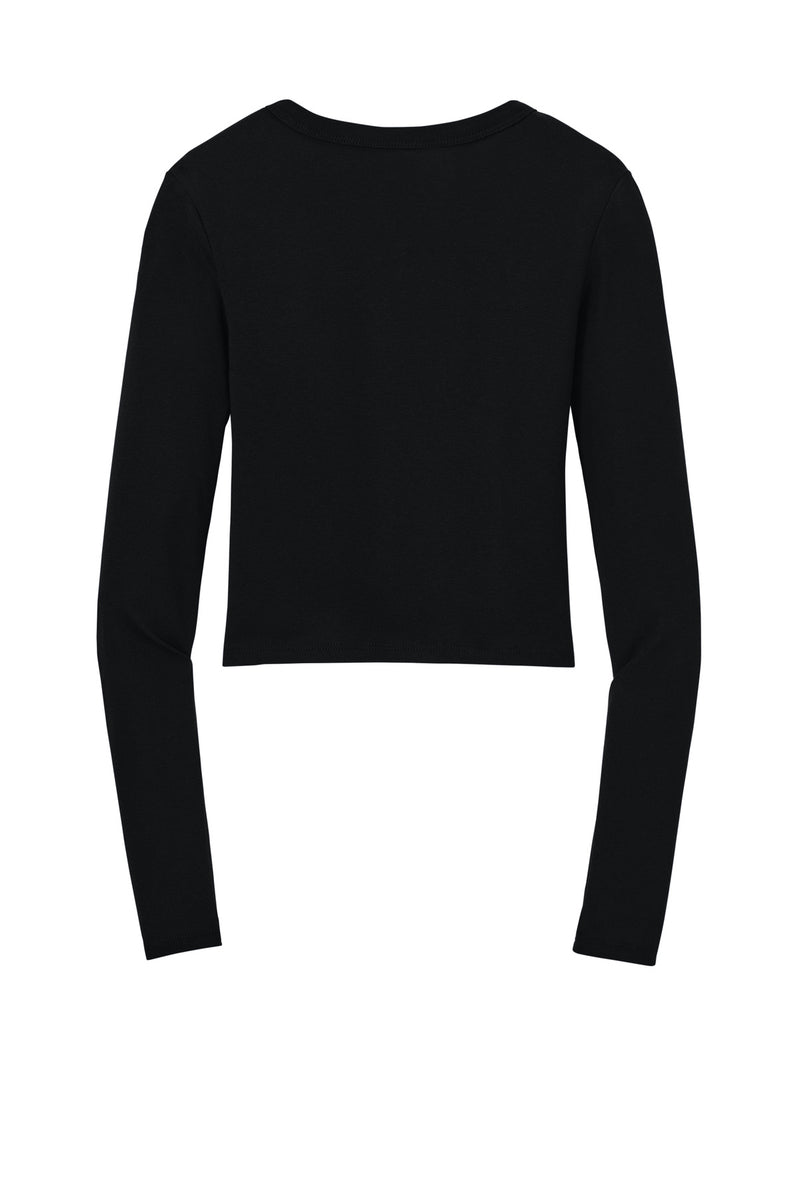 BELLA+CANVAS Women's Micro Rib Long Sleeve Baby Tee - Solid Black Blend