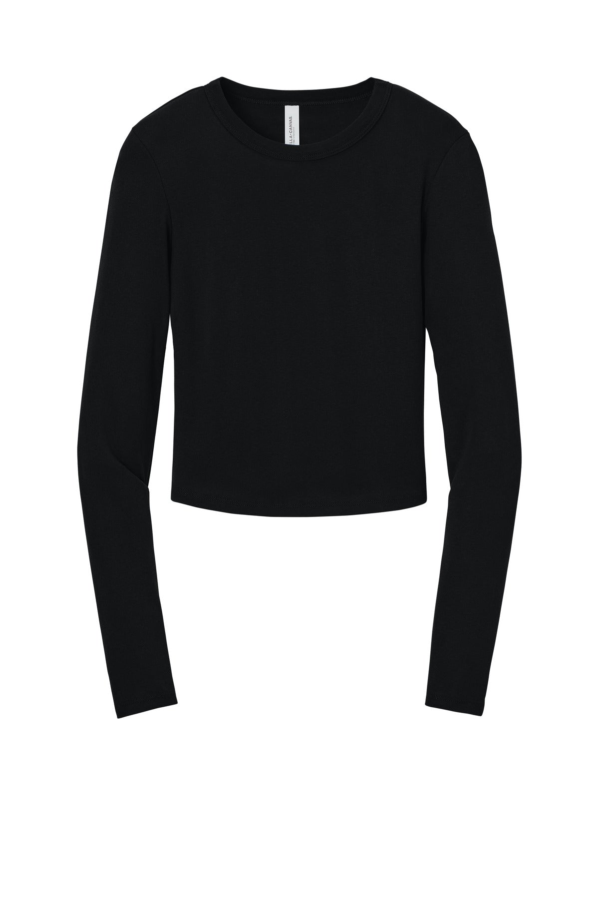 BELLA+CANVAS Women's Micro Rib Long Sleeve Baby Tee - Solid Black Blend