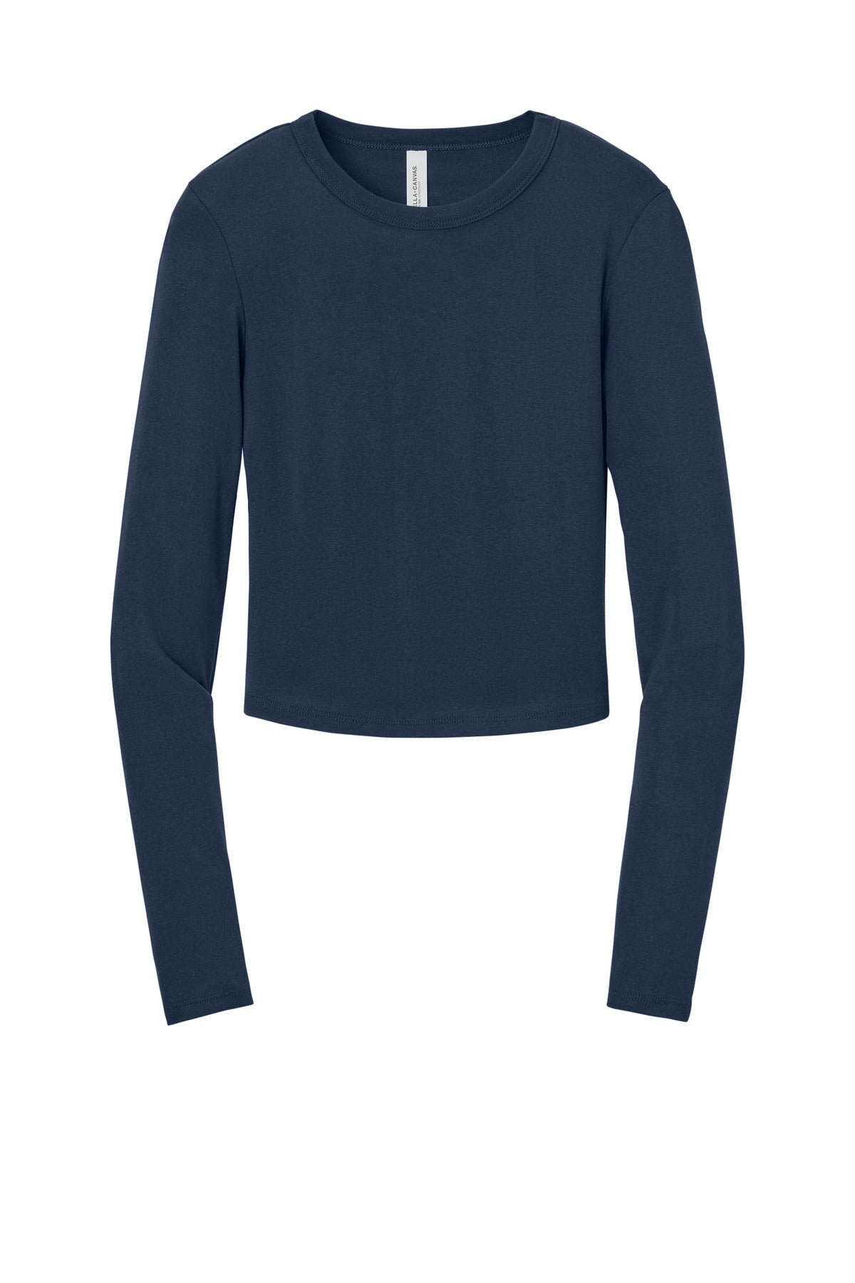 BELLA+CANVAS Women's Micro Rib Long Sleeve Baby Tee - Solid Navy Blend