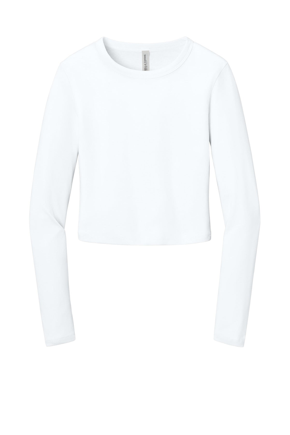 BELLA+CANVAS Women's Micro Rib Long Sleeve Baby Tee - Solid White Blend