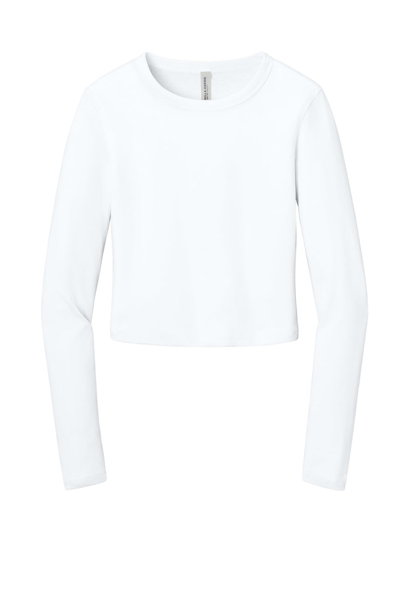 BELLA+CANVAS Women's Micro Rib Long Sleeve Baby Tee - Solid White Blend