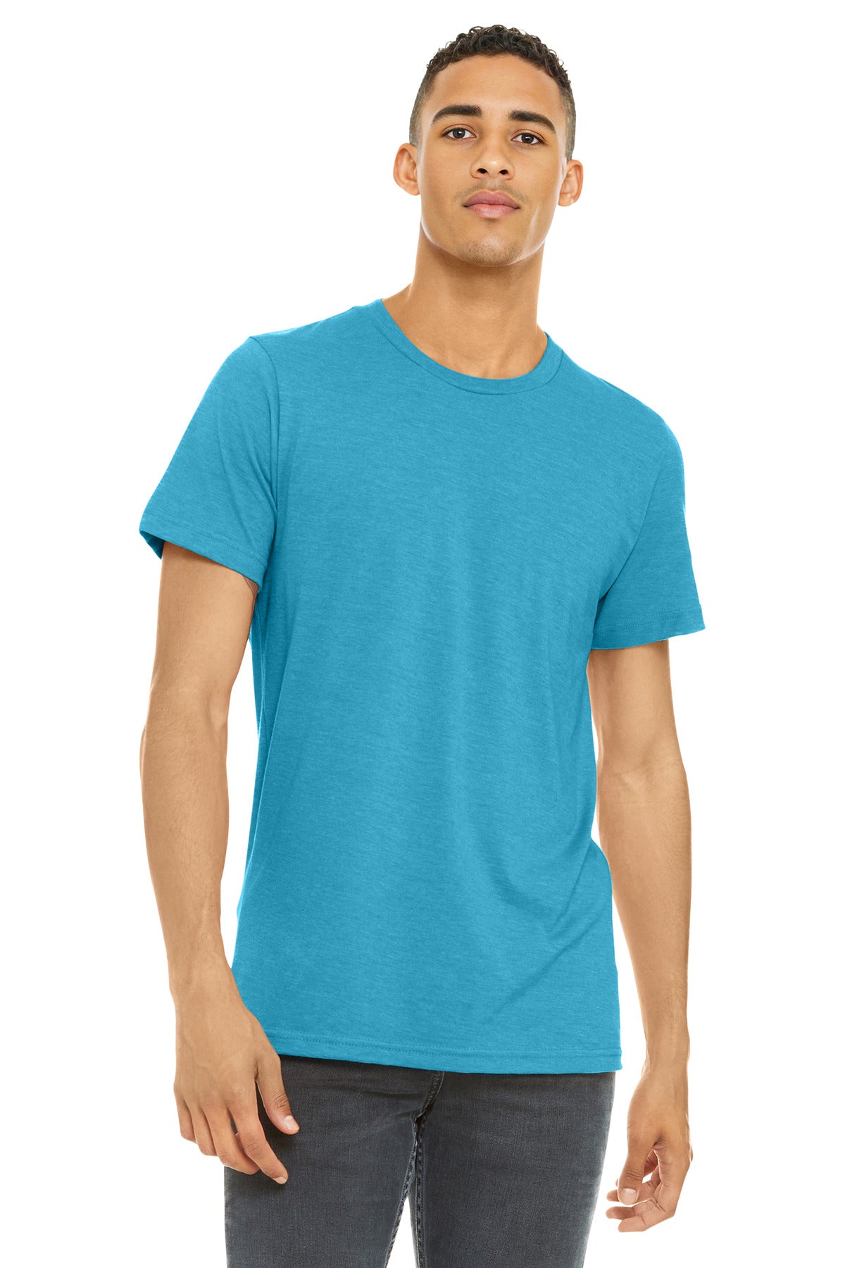 BELLA+CANVAS  Unisex Heather CVC Short Sleeve Tee - Heather Aqua