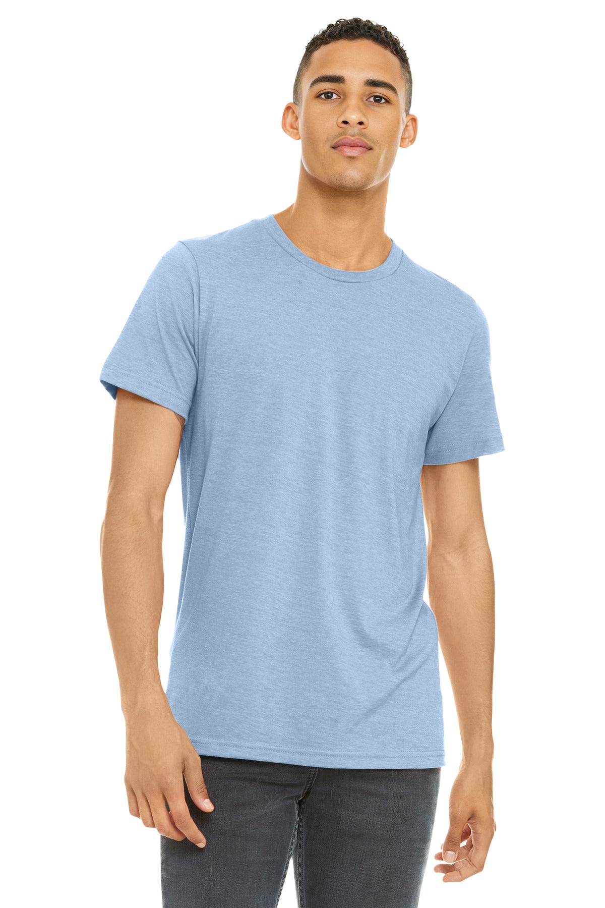 BELLA+CANVAS  Unisex Heather CVC Short Sleeve Tee - Heather Baby Blue