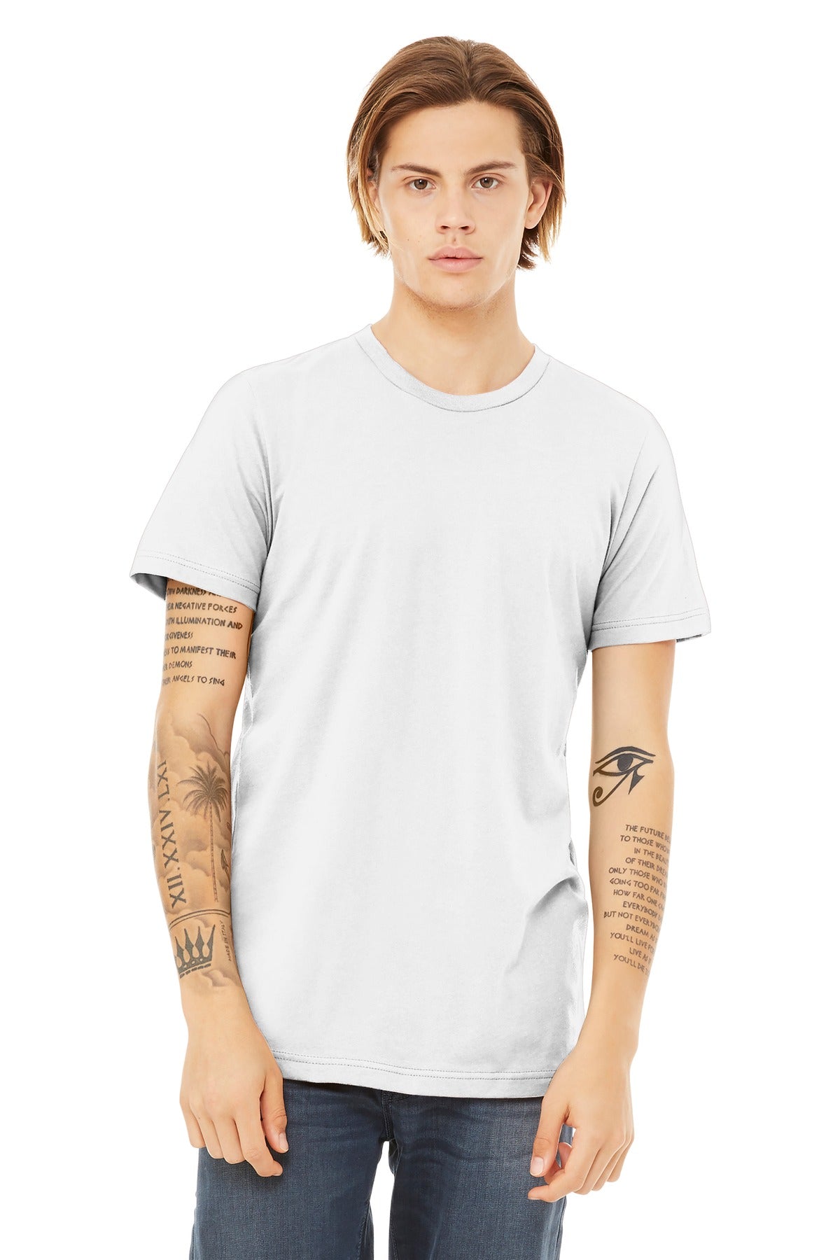BELLA+CANVAS  Unisex Heather CVC Short Sleeve Tee - Solid White Blend