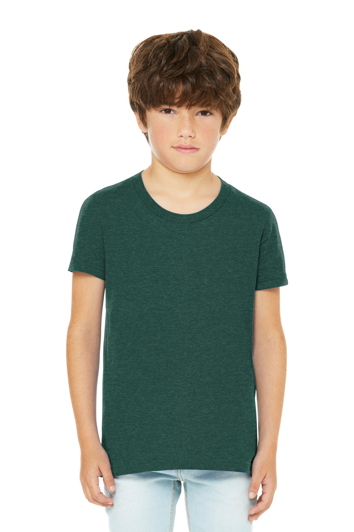 BELLA+CANVAS Youth Heather CVC Tee - Heather Forest
