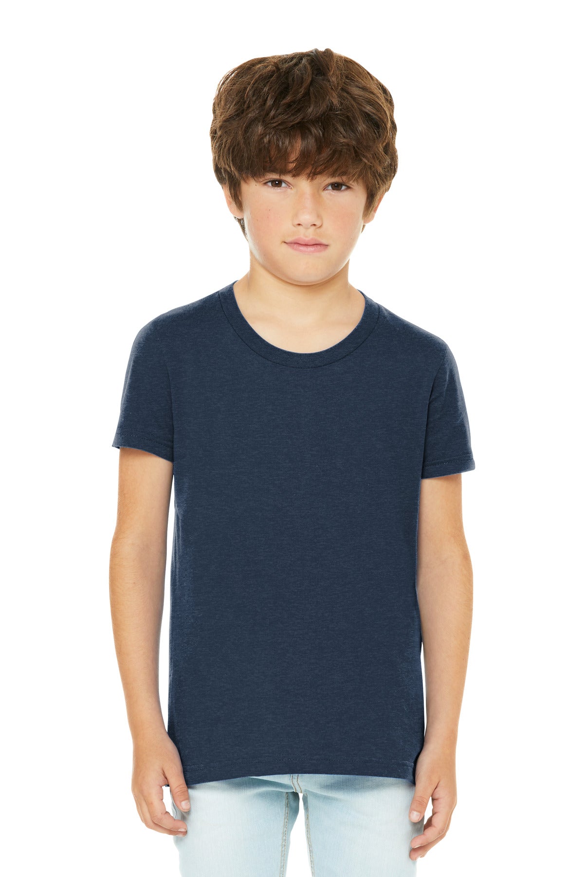 BELLA+CANVAS Youth Heather CVC Tee - Heather Navy