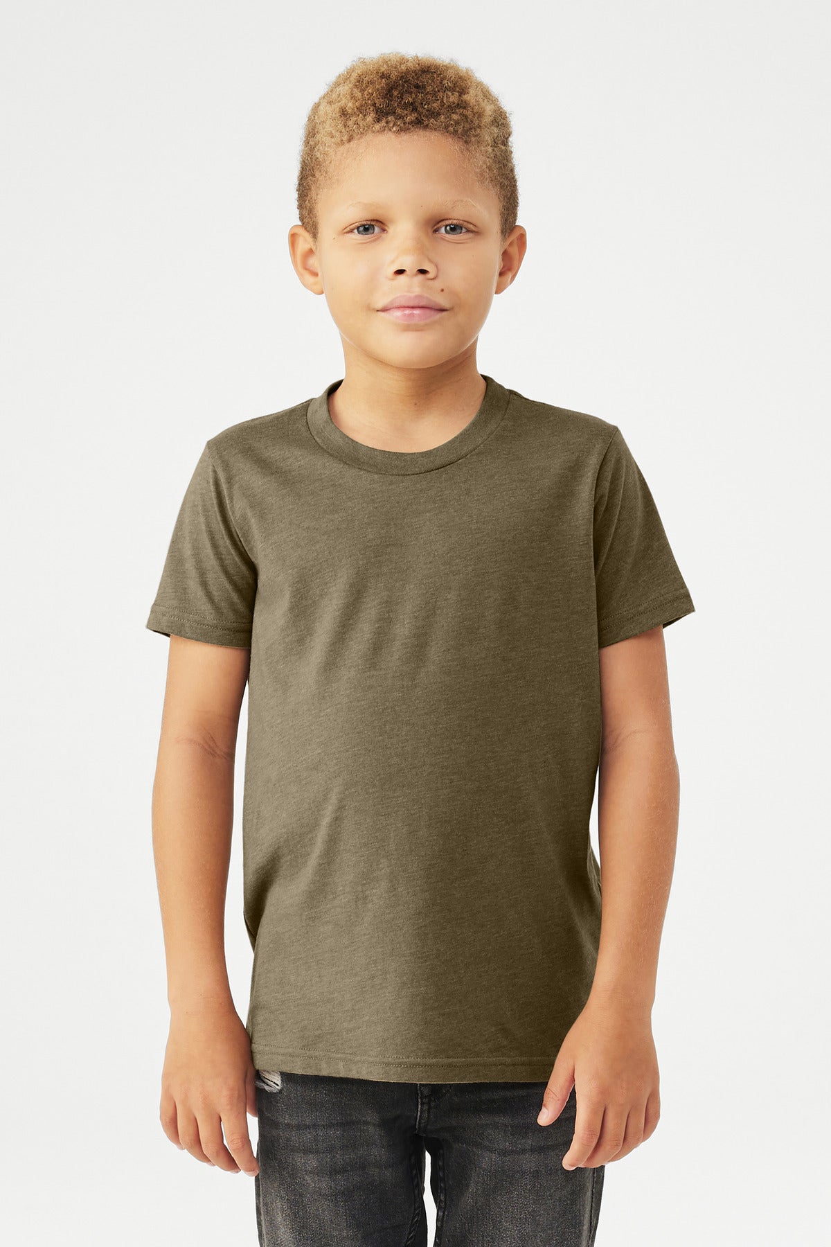 BELLA+CANVAS Youth Heather CVC Tee - Heather Olive