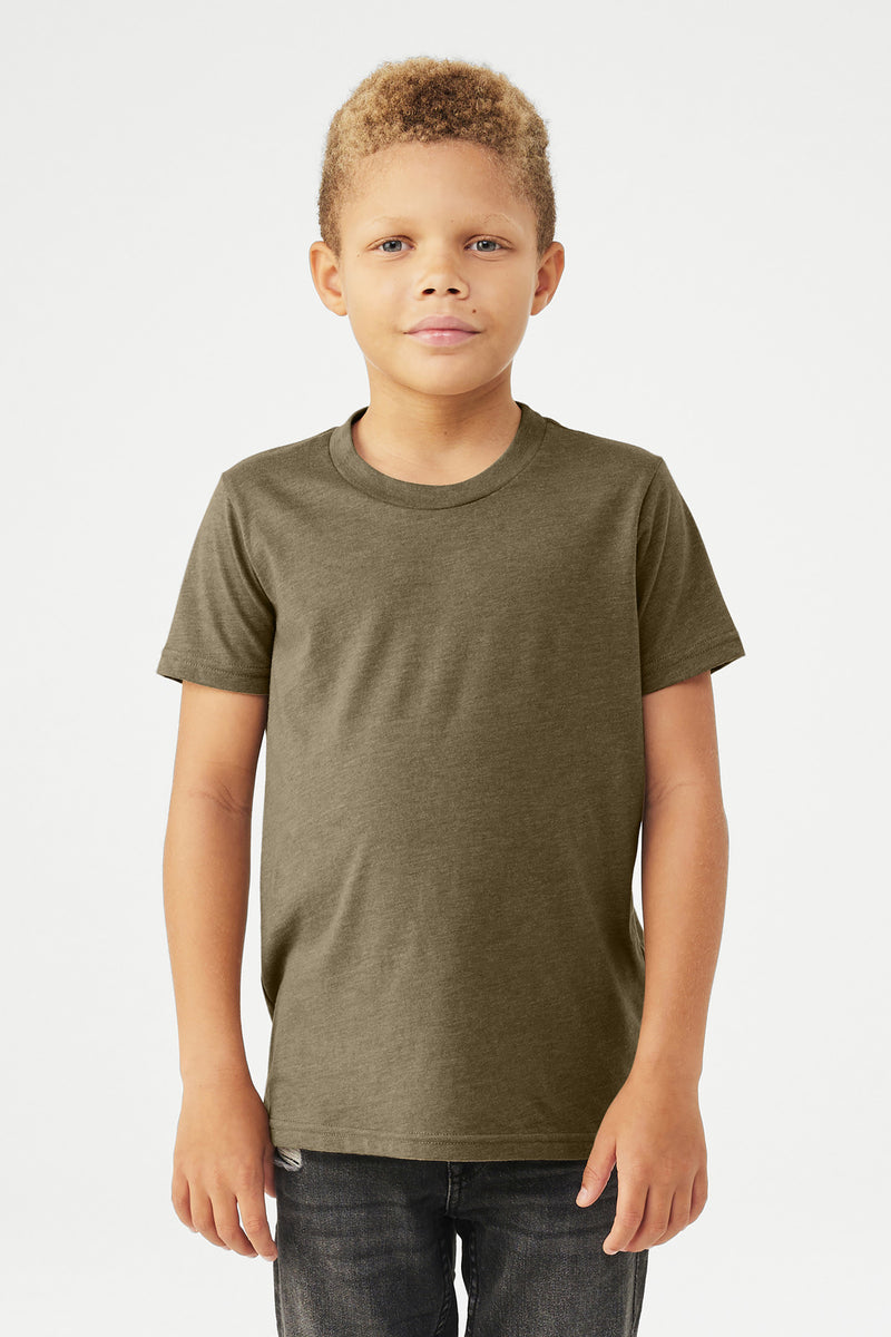 BELLA+CANVAS Youth Heather CVC Tee - Heather Olive
