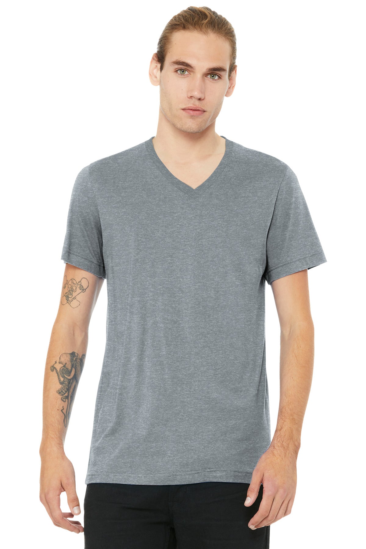 BELLA+CANVAS Unisex Heather CVC V-Neck Tee - Athletic Heather