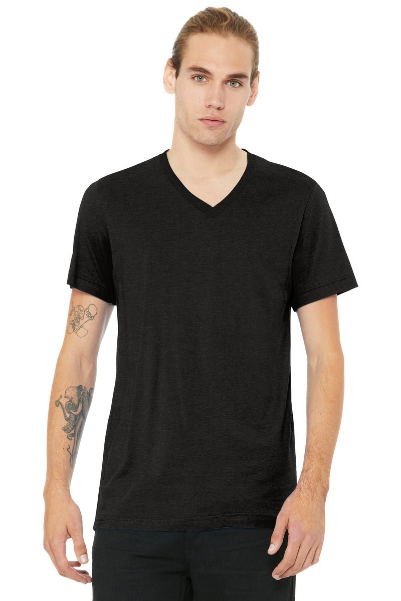 BELLA+CANVAS Unisex Heather CVC V-Neck Tee - Black Heather