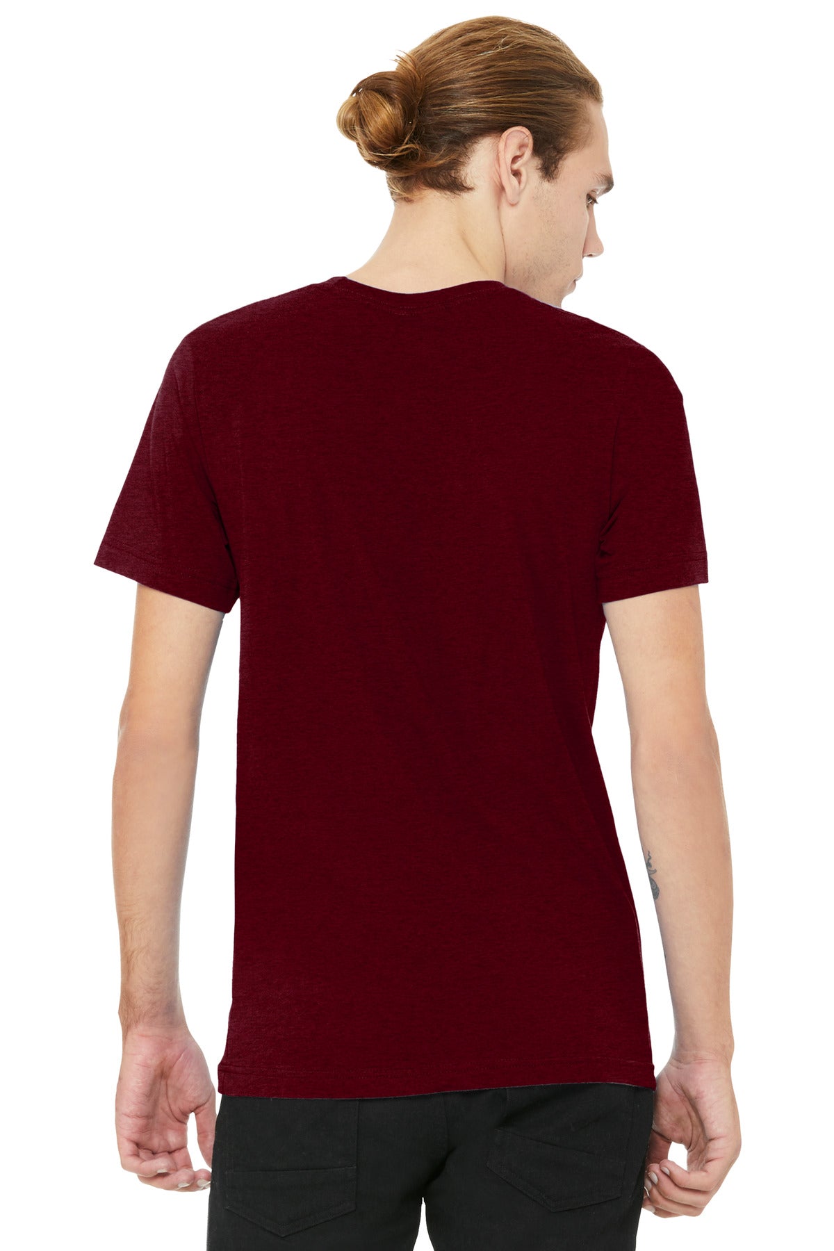 BELLA+CANVAS Unisex Heather CVC V-Neck Tee - Heather Cardinal