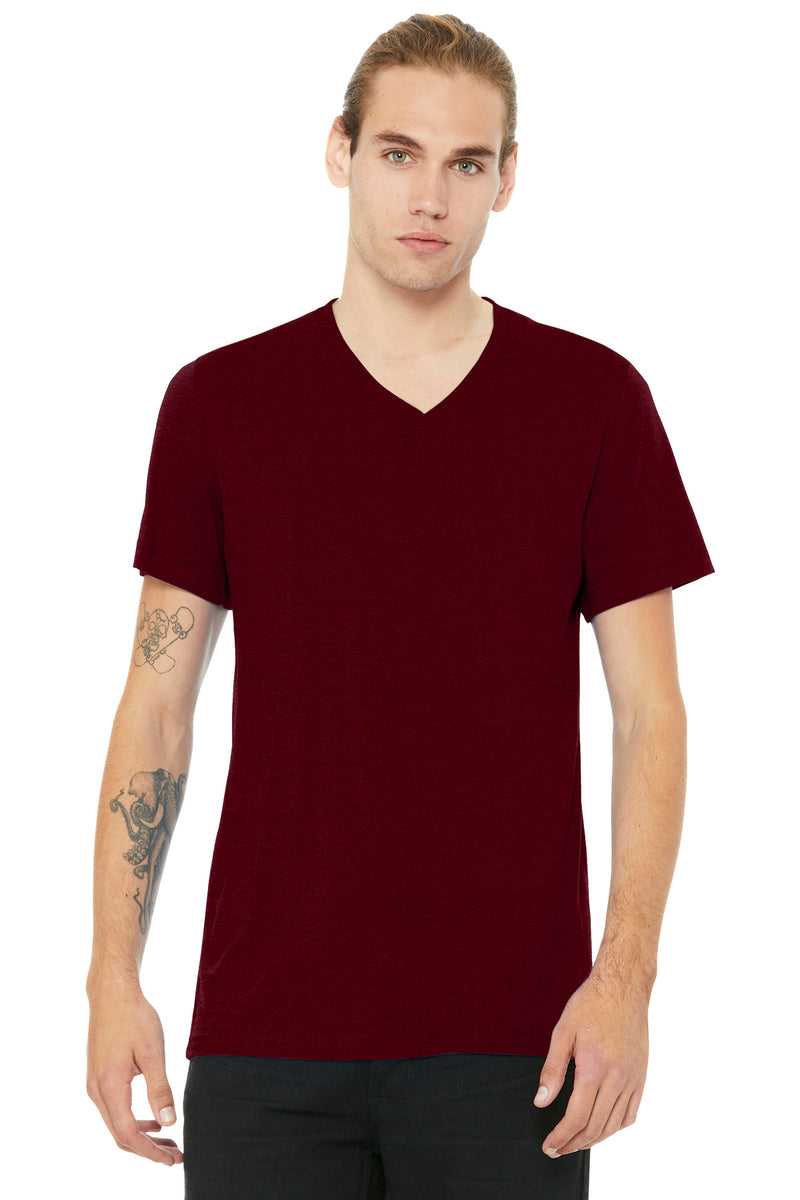 BELLA+CANVAS Unisex Heather CVC V-Neck Tee - Heather Cardinal