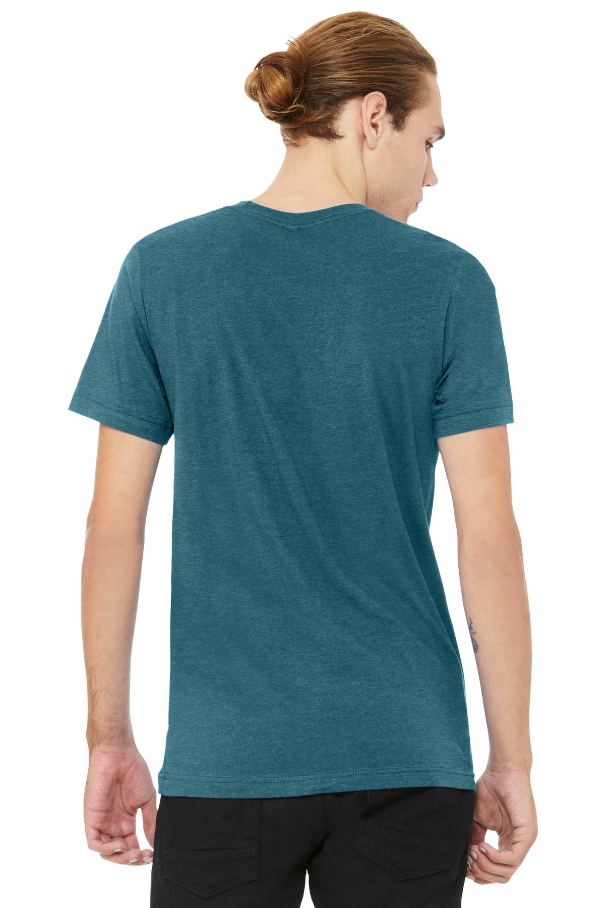 BELLA+CANVAS Unisex Heather CVC V-Neck Tee - Heather Deep Teal