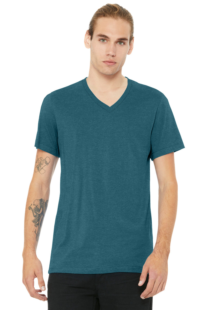 BELLA+CANVAS Unisex Heather CVC V-Neck Tee - Heather Deep Teal