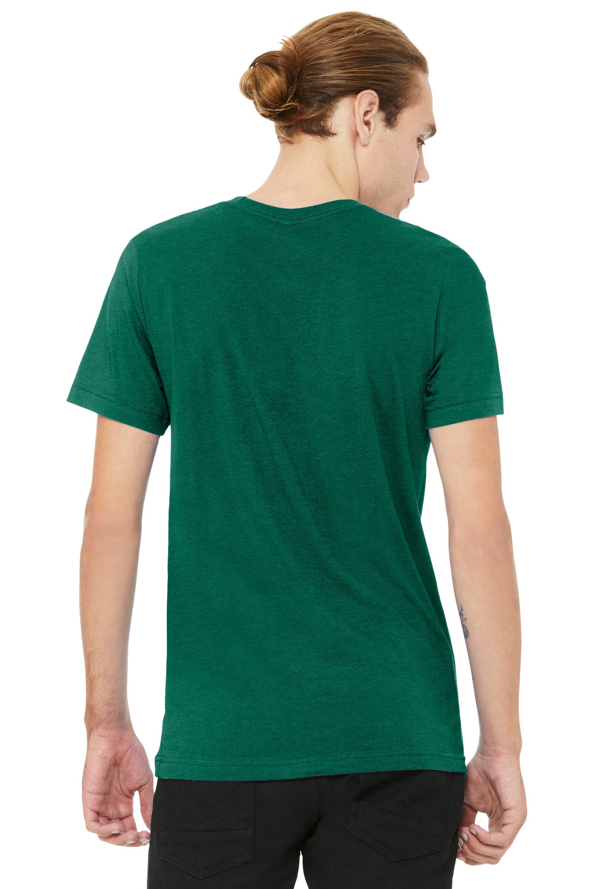 BELLA+CANVAS Unisex Heather CVC V-Neck Tee - Heather Grass Green
